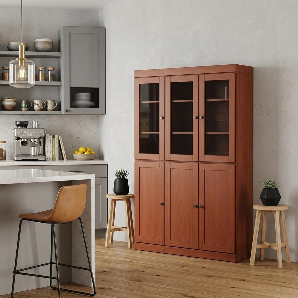 72" Coffee Solid Wood 8 Pantry Or Storage Closet