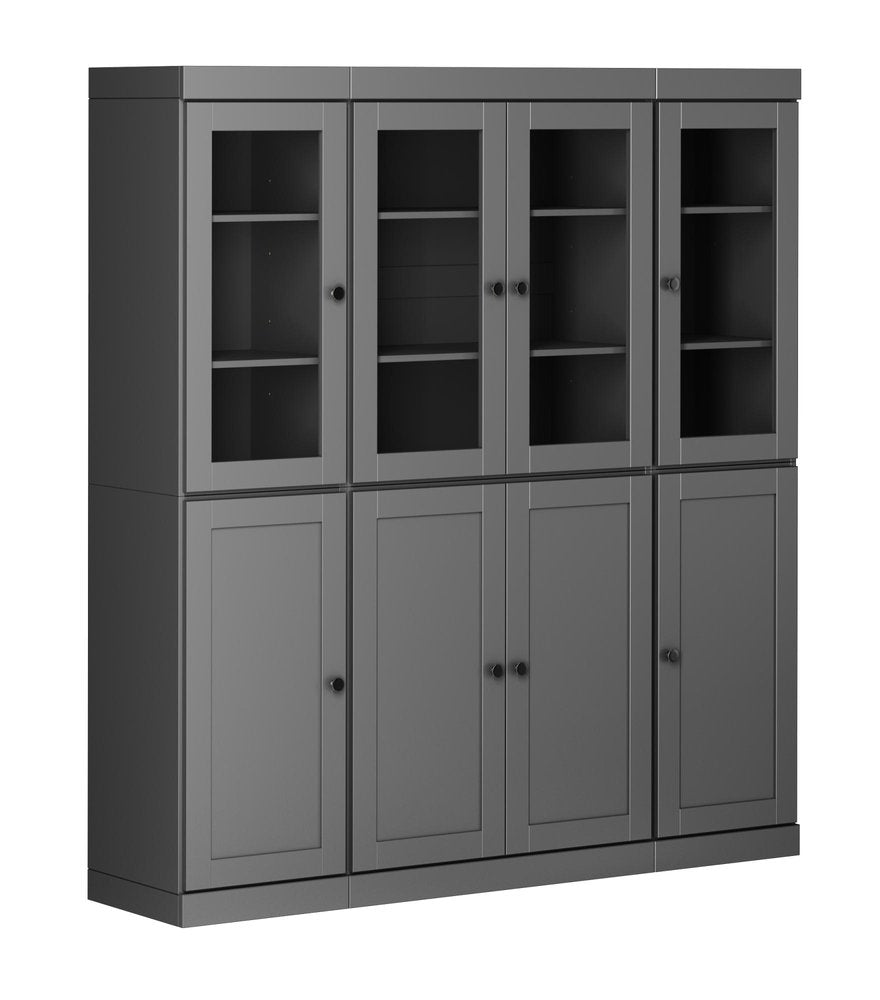 72" Gray Solid Wood 8 Pantry Or Storage Closet