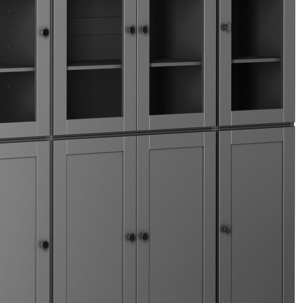 72" Gray Solid Wood 8 Pantry Or Storage Closet