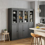 72" Gray Solid Wood 8 Pantry Or Storage Closet