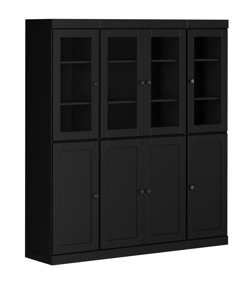 72" Black Solid Wood 8 Pantry Or Storage Closet
