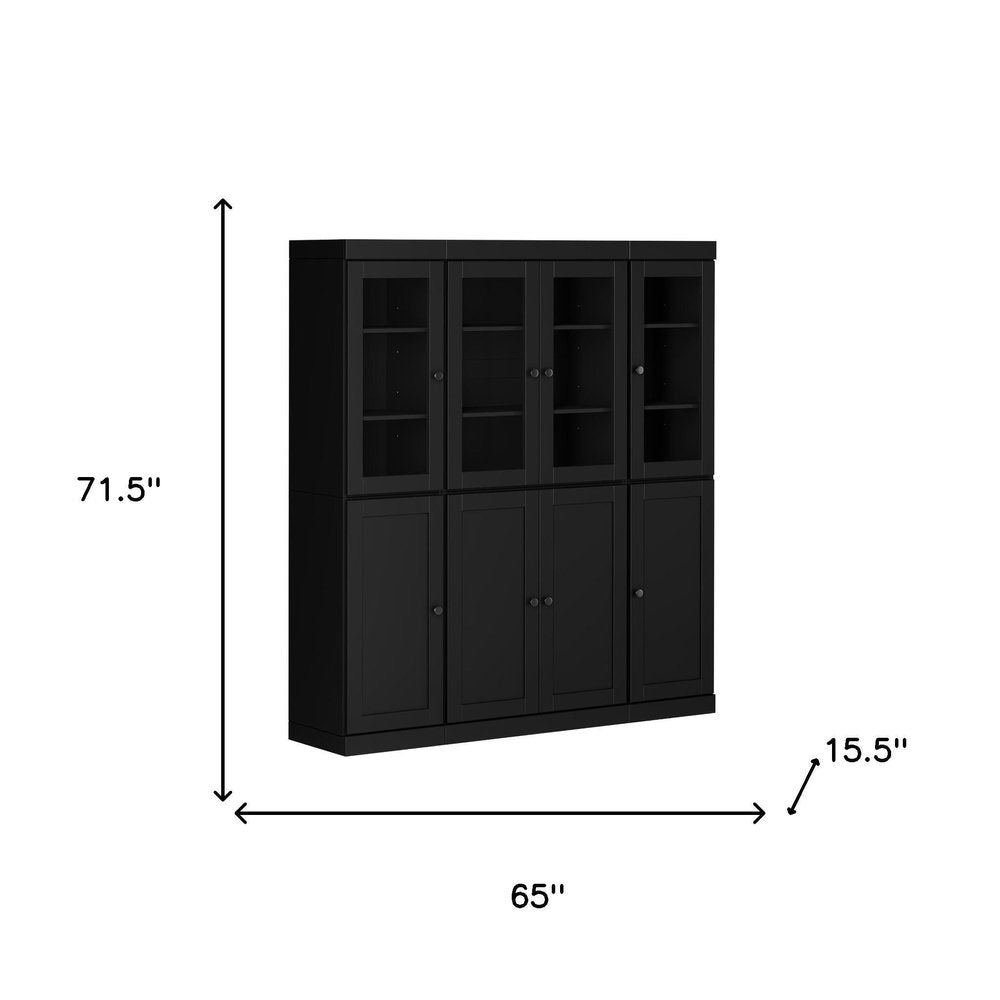 72" Black Solid Wood 8 Pantry Or Storage Closet