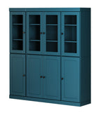 72" Teal Blue Solid Wood 8 Pantry Or Storage Closet