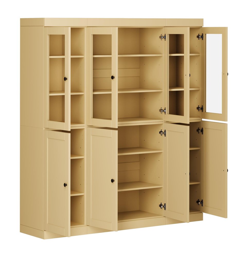 72" Yellow Solid Wood 8 Pantry Or Storage Closet