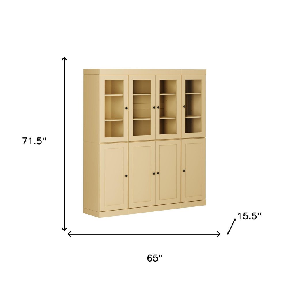 72" Yellow Solid Wood 8 Pantry Or Storage Closet