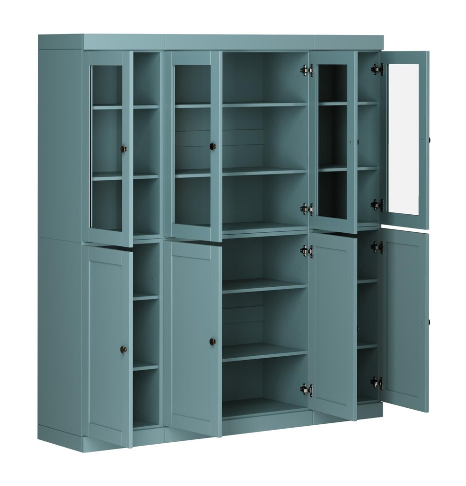 72" Aqua Solid Wood 8 Pantry Or Storage Closet