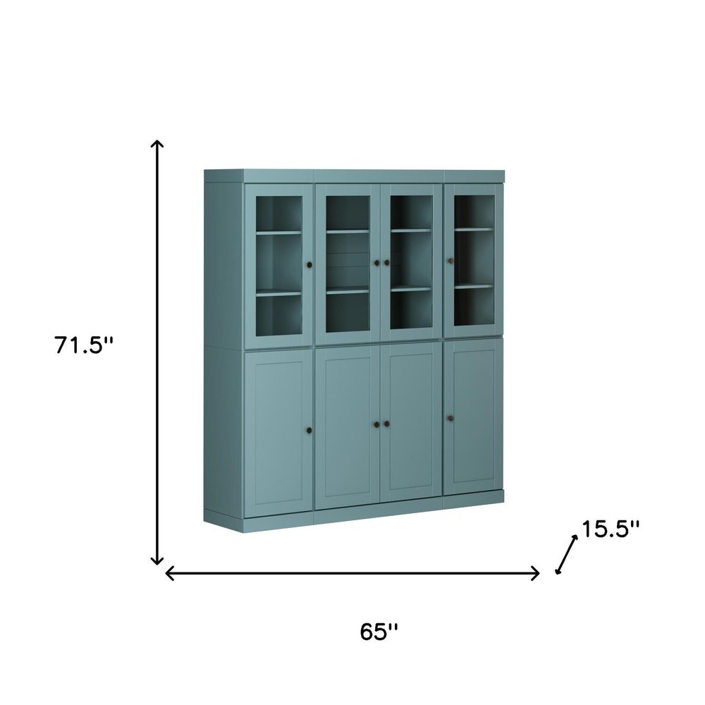 72" Aqua Solid Wood 8 Pantry Or Storage Closet