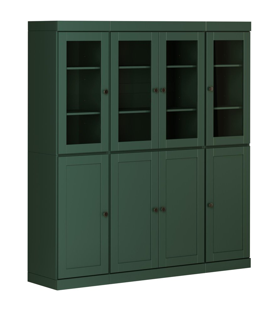 72" Green Solid Wood 8 Pantry Or Storage Closet