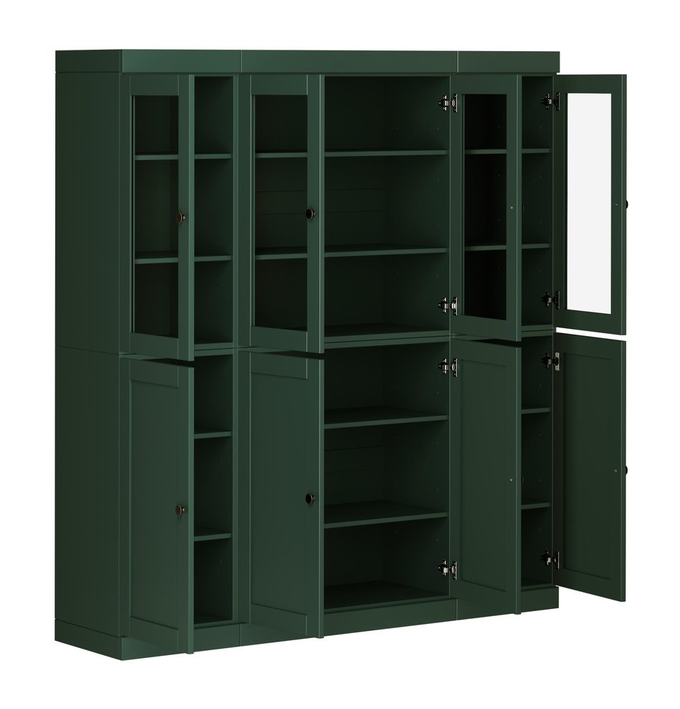 72" Green Solid Wood 8 Pantry Or Storage Closet