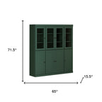 72" Green Solid Wood 8 Pantry Or Storage Closet