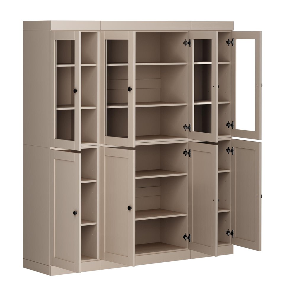 72" Beige Solid Wood 8 Pantry Or Storage Closet