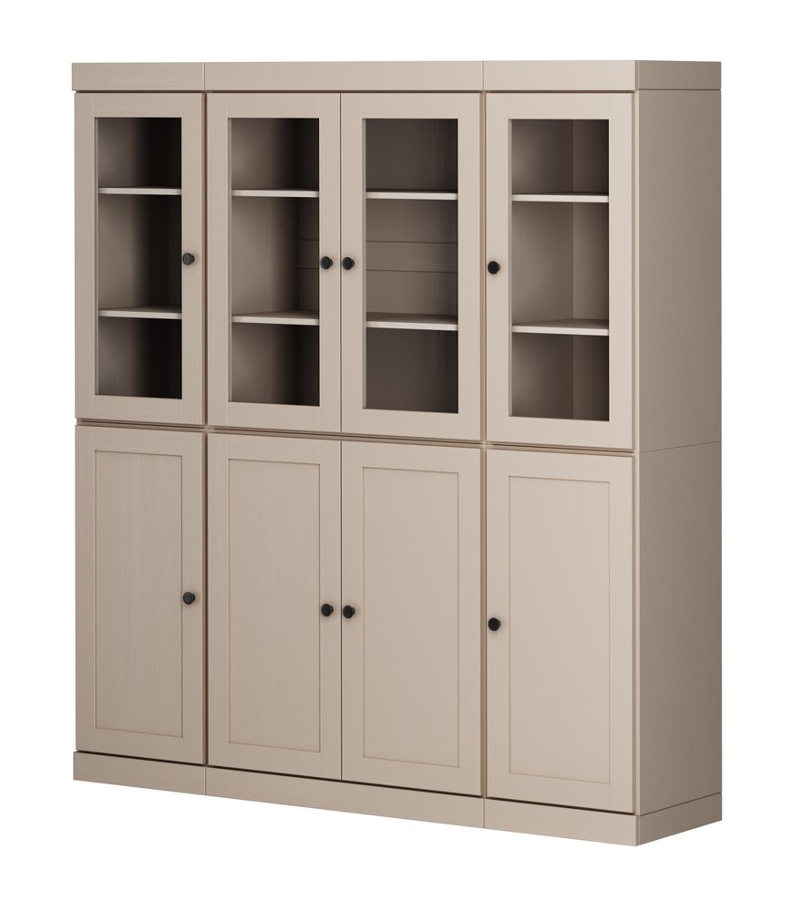 72" Beige Solid Wood 8 Pantry Or Storage Closet