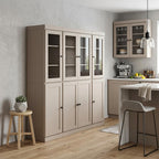 72" Beige Solid Wood 8 Pantry Or Storage Closet