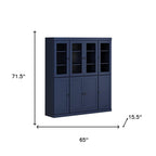 72" Navy Blue Solid Wood 8 Pantry Or Storage Closet