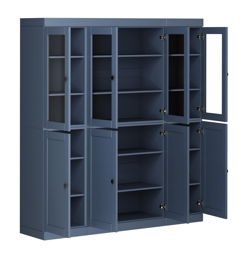 72" French Blue Solid Wood 8 Pantry Or Storage Closet