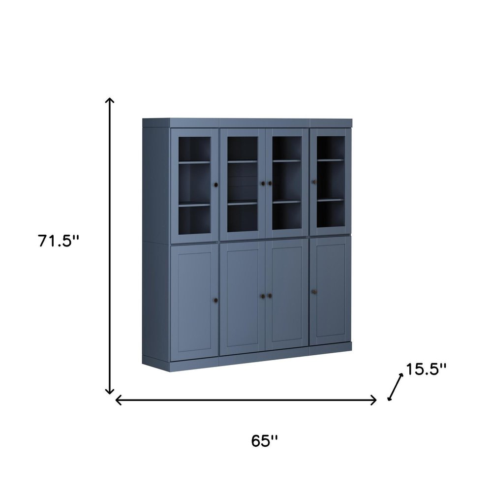 72" French Blue Solid Wood 8 Pantry Or Storage Closet