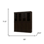 72" Espresso Solid Wood 8 Pantry Or Storage Closet