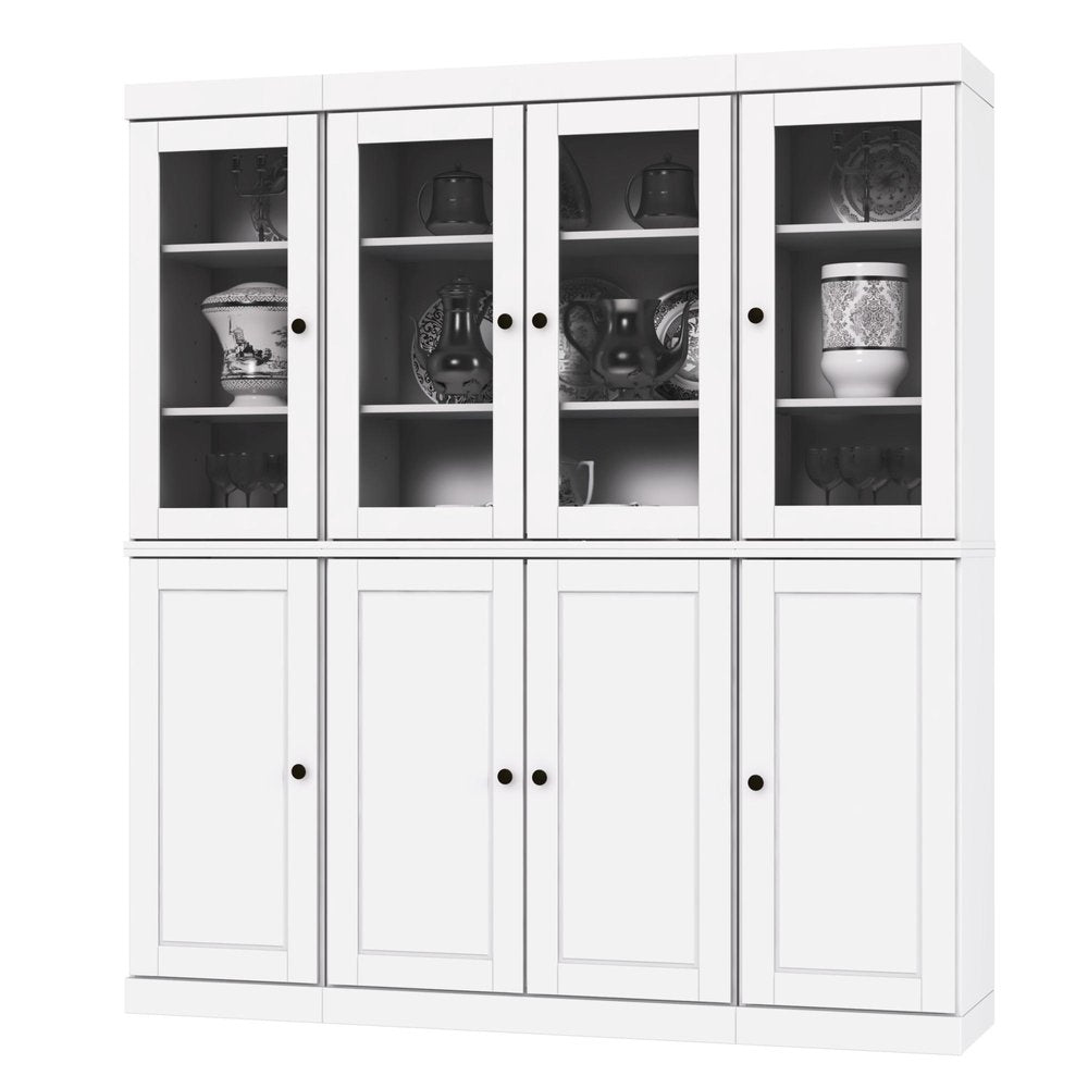 72" White Solid Wood 8 Two Drawer Pantry Or Storage Closet