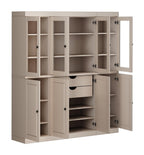72" Beige Solid Wood 8 Two Drawer Pantry Or Storage Closet