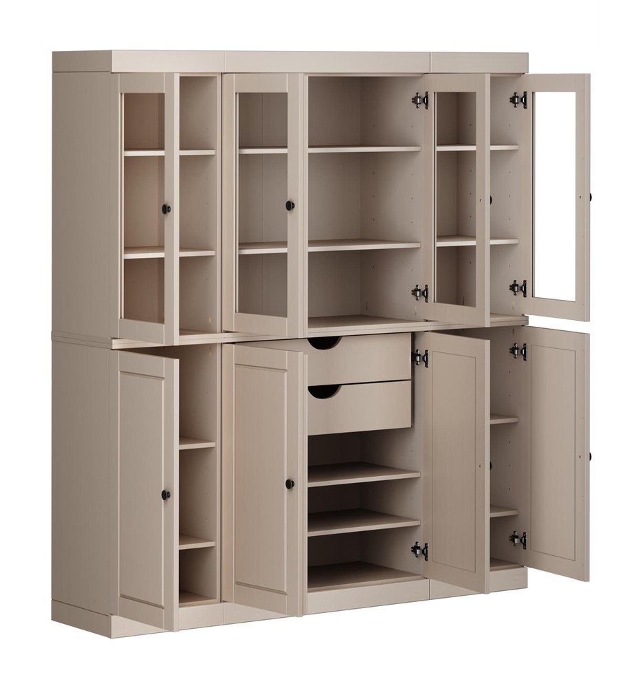 72" Beige Solid Wood 8 Two Drawer Pantry Or Storage Closet