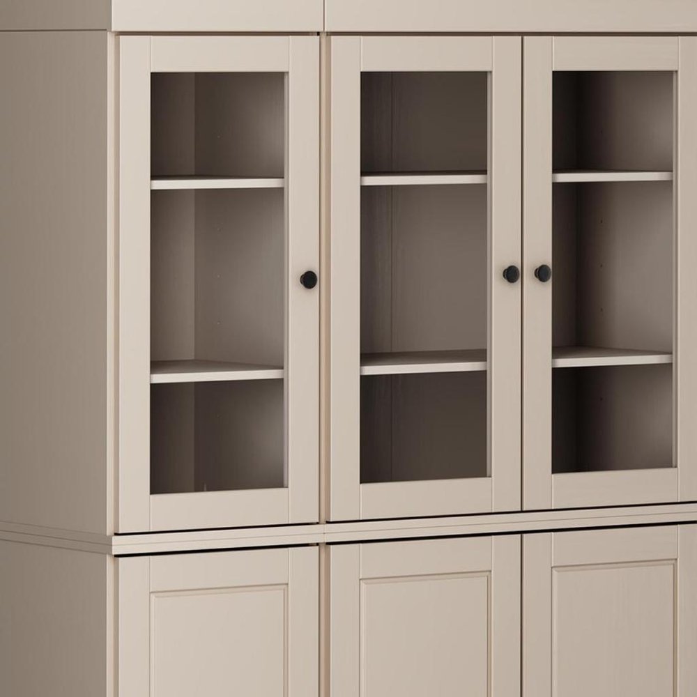 72" Beige Solid Wood 8 Two Drawer Pantry Or Storage Closet