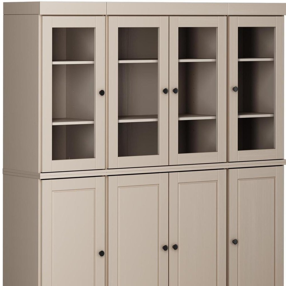 72" Beige Solid Wood 8 Two Drawer Pantry Or Storage Closet