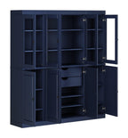 72" Navy Blue Solid Wood 8 Two Drawer Pantry Or Storage Closet