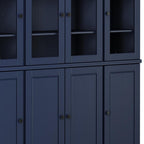 72" Navy Blue Solid Wood 8 Two Drawer Pantry Or Storage Closet