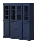 72" Navy Blue Solid Wood 8 Two Drawer Pantry Or Storage Closet