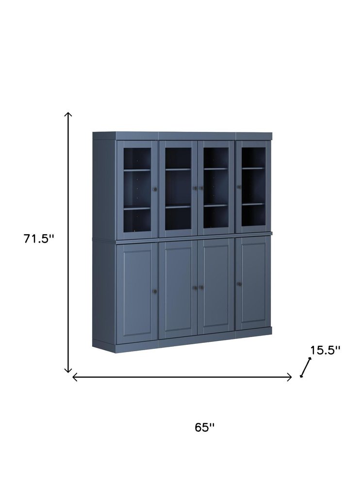 72" French Blue Solid Wood 8 Two Drawer Pantry Or Storage Closet