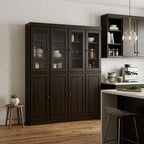72" Espresso Solid Wood 8 Two Drawer Pantry Or Storage Closet