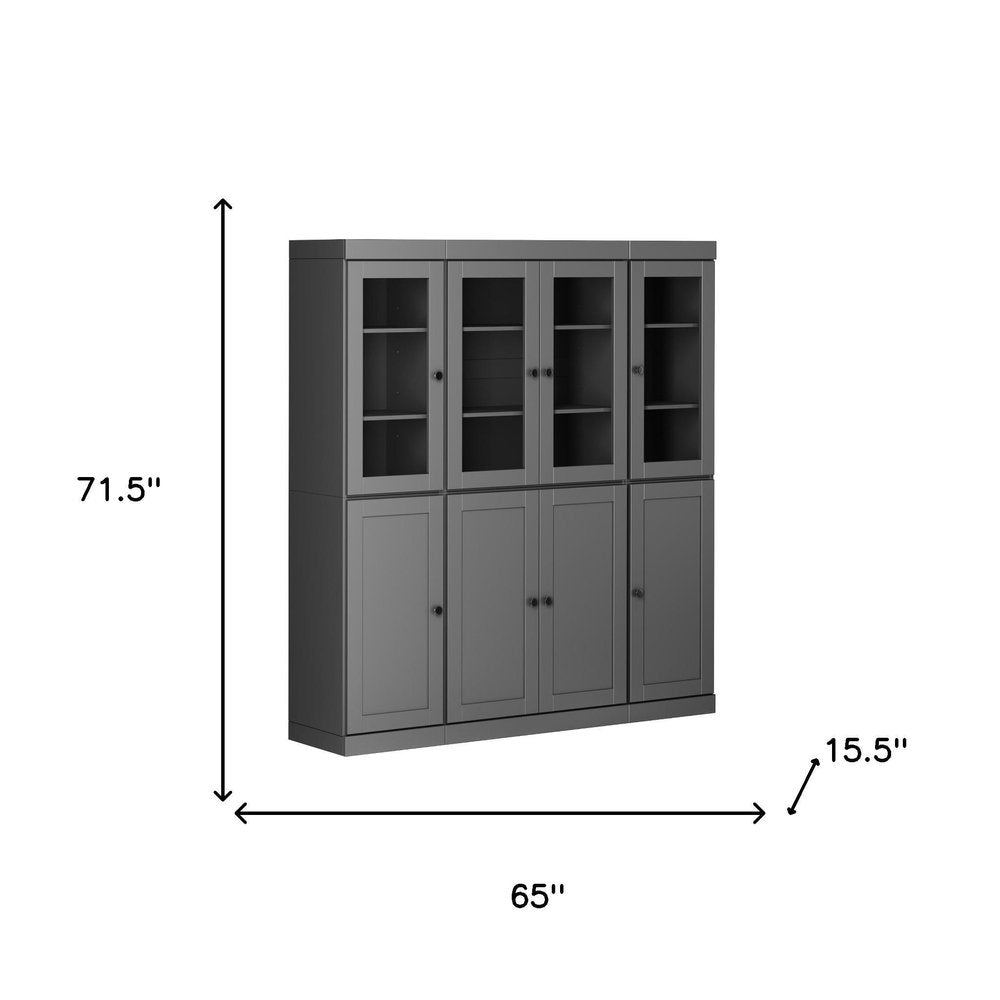 72" Gray Solid Wood 8 Two Drawer Pantry Or Storage Closet