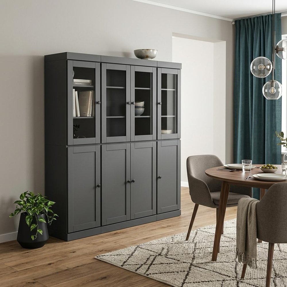 72" Gray Solid Wood 8 Two Drawer Pantry Or Storage Closet