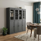 72" Gray Solid Wood 8 Two Drawer Pantry Or Storage Closet
