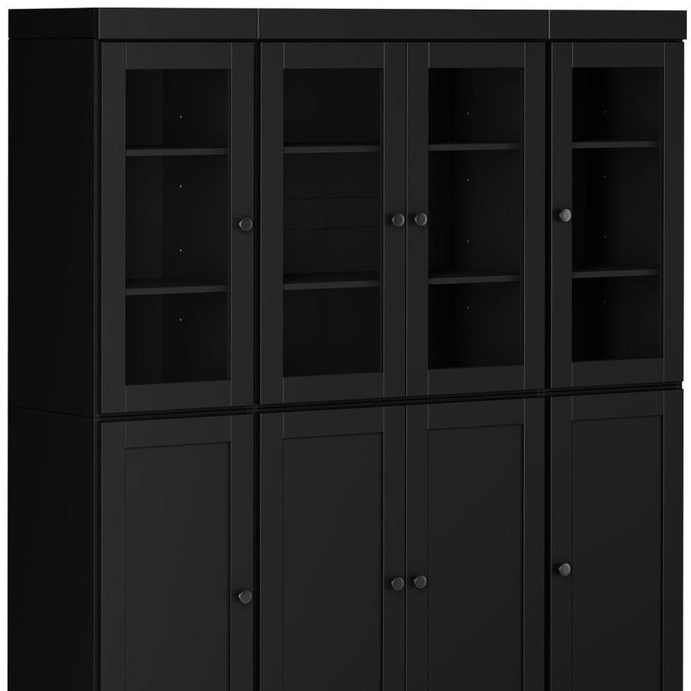 72" Black Solid Wood 8 Two Drawer Pantry Or Storage Closet
