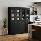 72" Black Solid Wood 8 Two Drawer Pantry Or Storage Closet