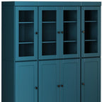 72" Teal Blue Solid Wood 8 Two Drawer Pantry Or Storage Closet