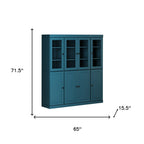 72" Teal Blue Solid Wood 8 Two Drawer Pantry Or Storage Closet
