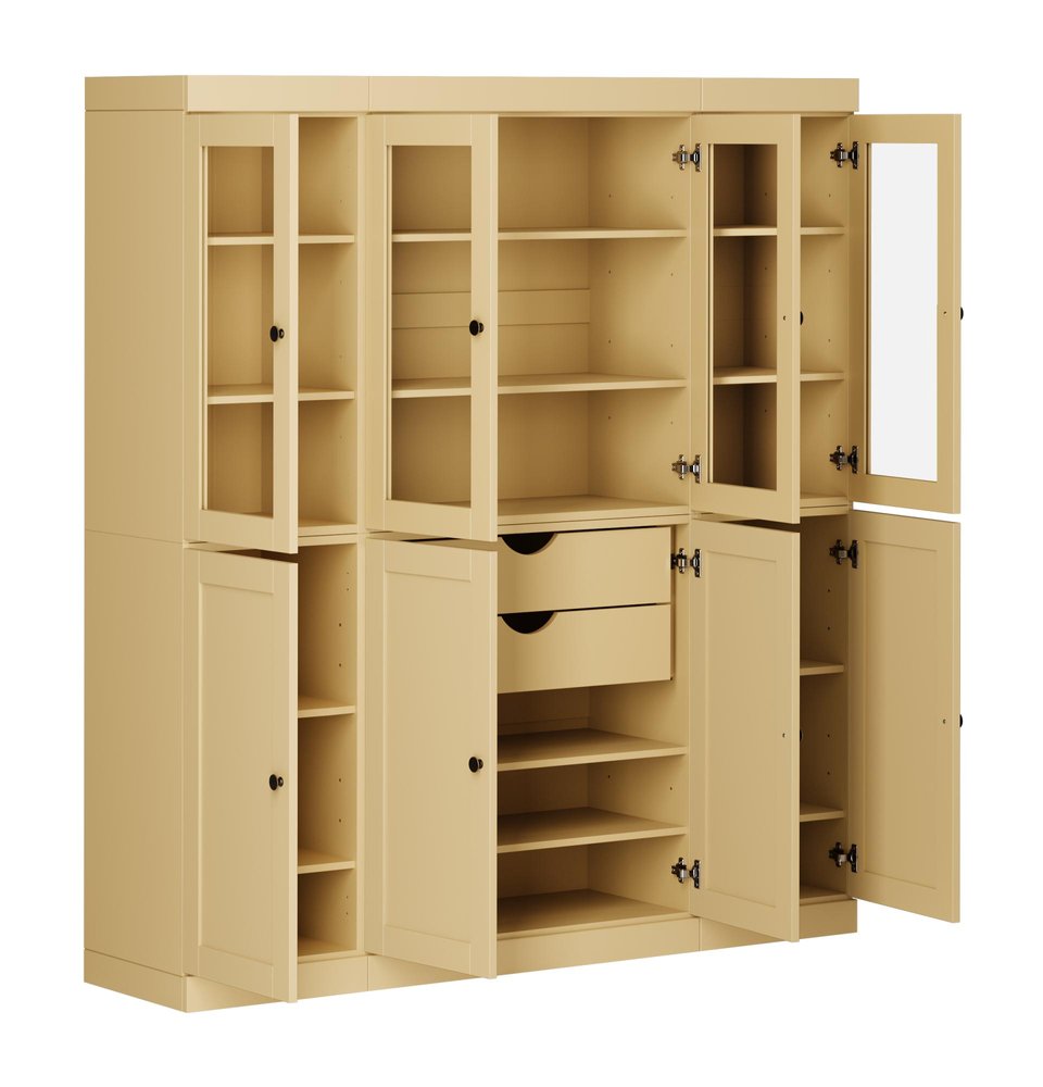72" Yellow Solid Wood 8 Two Drawer Pantry Or Storage Closet