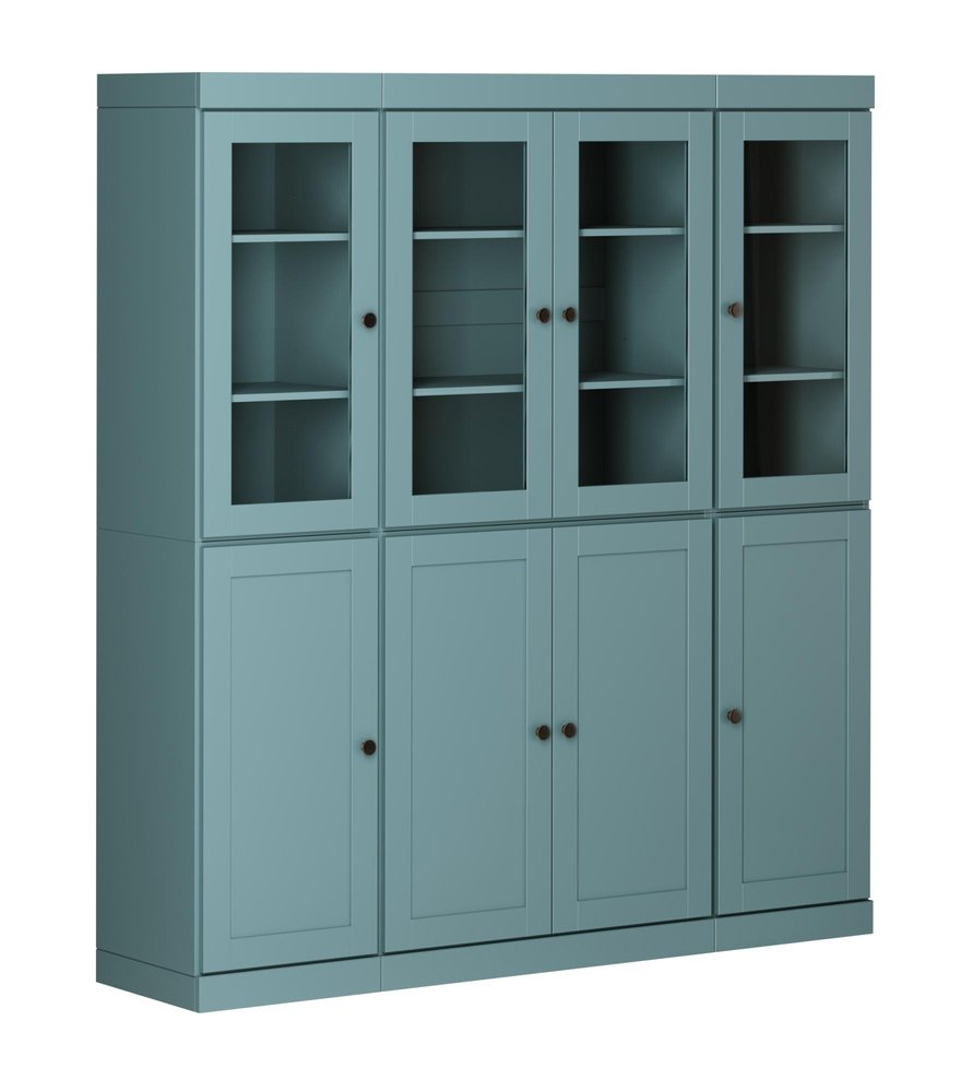 72" Aqua Solid Wood 8 Two Drawer Pantry Or Storage Closet