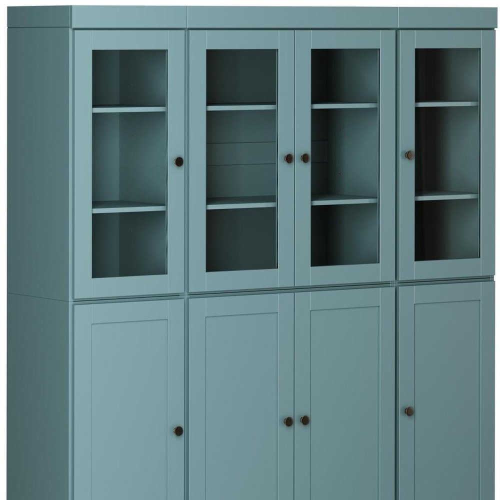 72" Aqua Solid Wood 8 Two Drawer Pantry Or Storage Closet