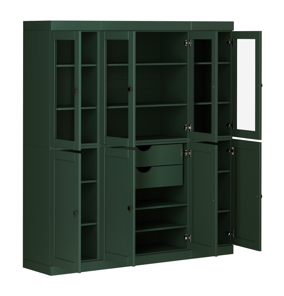 72" Green Solid Wood 8 Two Drawer Pantry Or Storage Closet