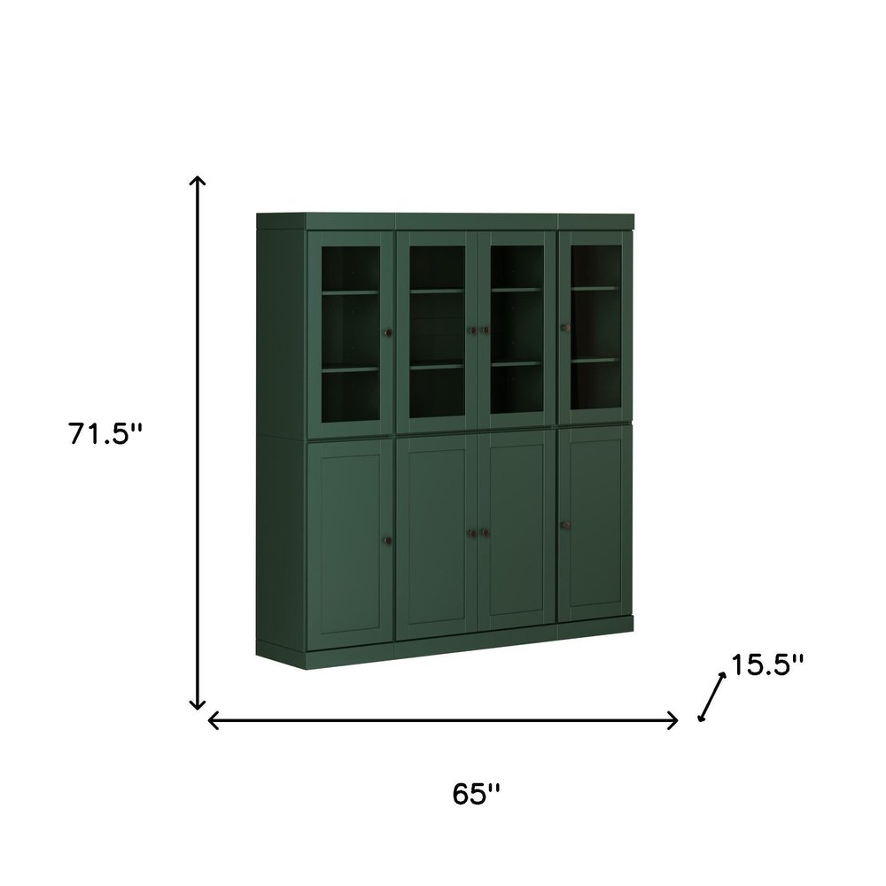 72" Green Solid Wood 8 Two Drawer Pantry Or Storage Closet