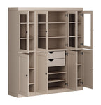 72" Beige Solid Wood 8 Two Drawer Pantry Or Storage Closet