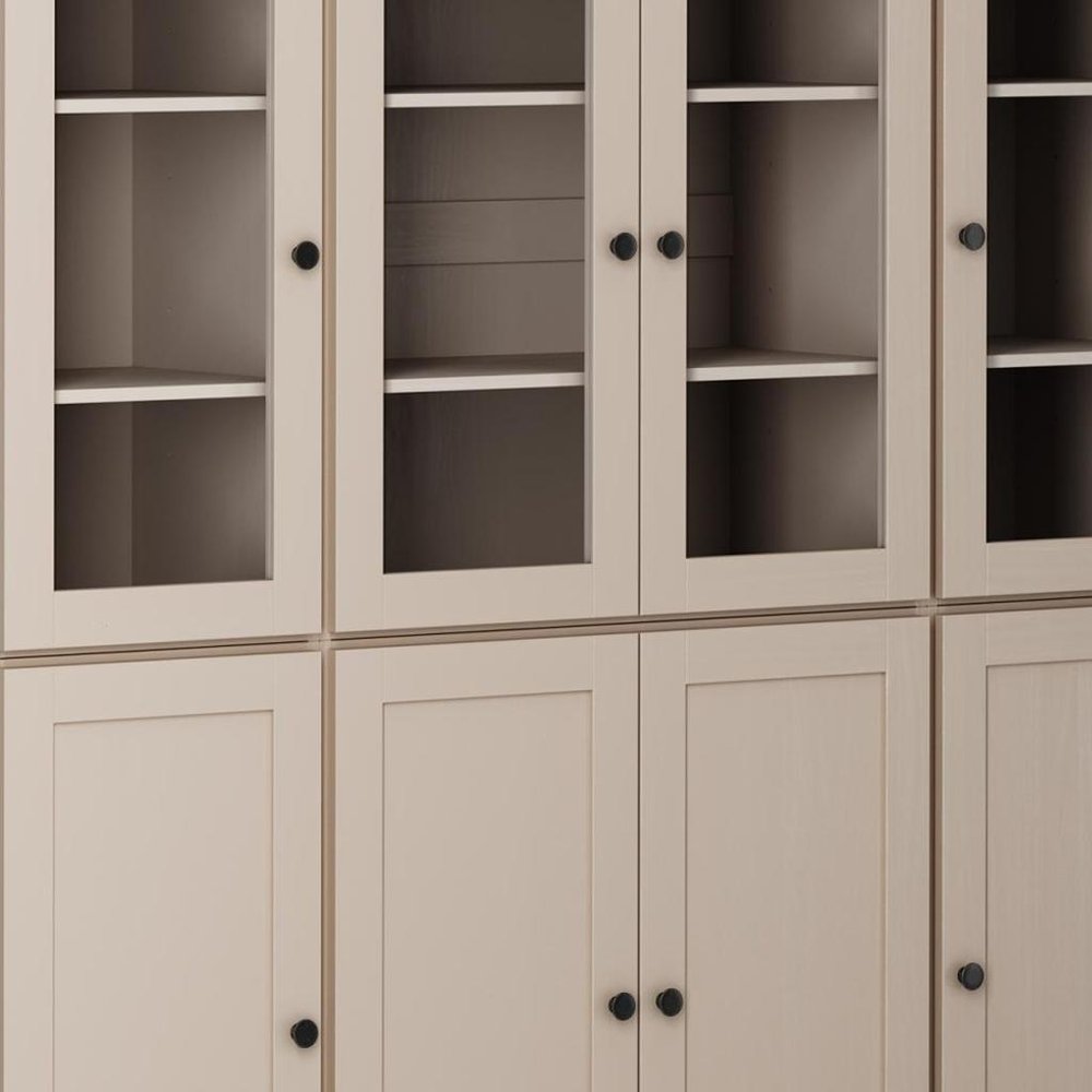 72" Beige Solid Wood 8 Two Drawer Pantry Or Storage Closet