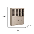 72" Beige Solid Wood 8 Two Drawer Pantry Or Storage Closet