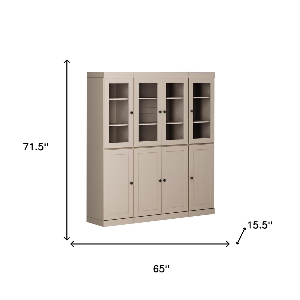 72" Beige Solid Wood 8 Two Drawer Pantry Or Storage Closet