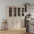 72" Beige Solid Wood 8 Two Drawer Pantry Or Storage Closet