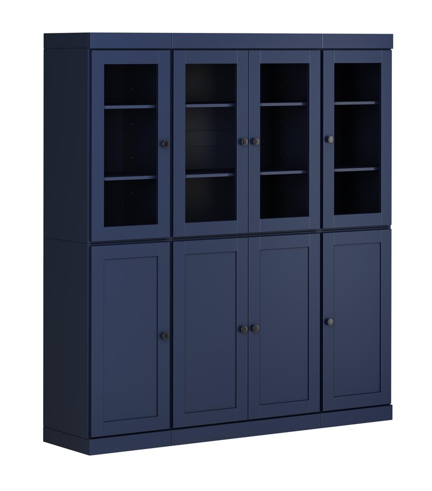 72" Navy Blue Solid Wood 8 Two Drawer Pantry Or Storage Closet