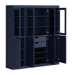 72" Navy Blue Solid Wood 8 Two Drawer Pantry Or Storage Closet